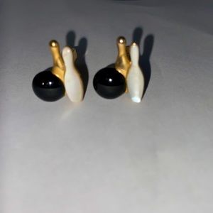 1940’s/50’s SWANK marked gold tone MOP bowling pins & ball cuff links